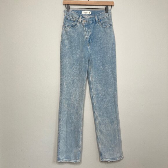 Abercrombie & Fitch Denim - Abercrombie & Fitch 90s Straight Ultra High Rise Jeans 25 Blue Criss Cross Waist